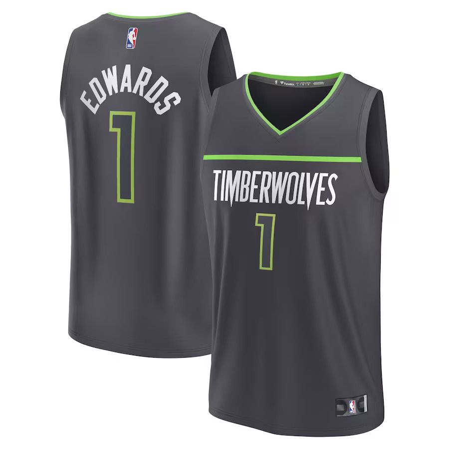Men Minnesota Timberwolves #1 Anthony Edwards Fanatics Branded Anthracite 2022-23 Fast Break Replica NBA Jersey->minnesota timberwolves->NBA Jersey